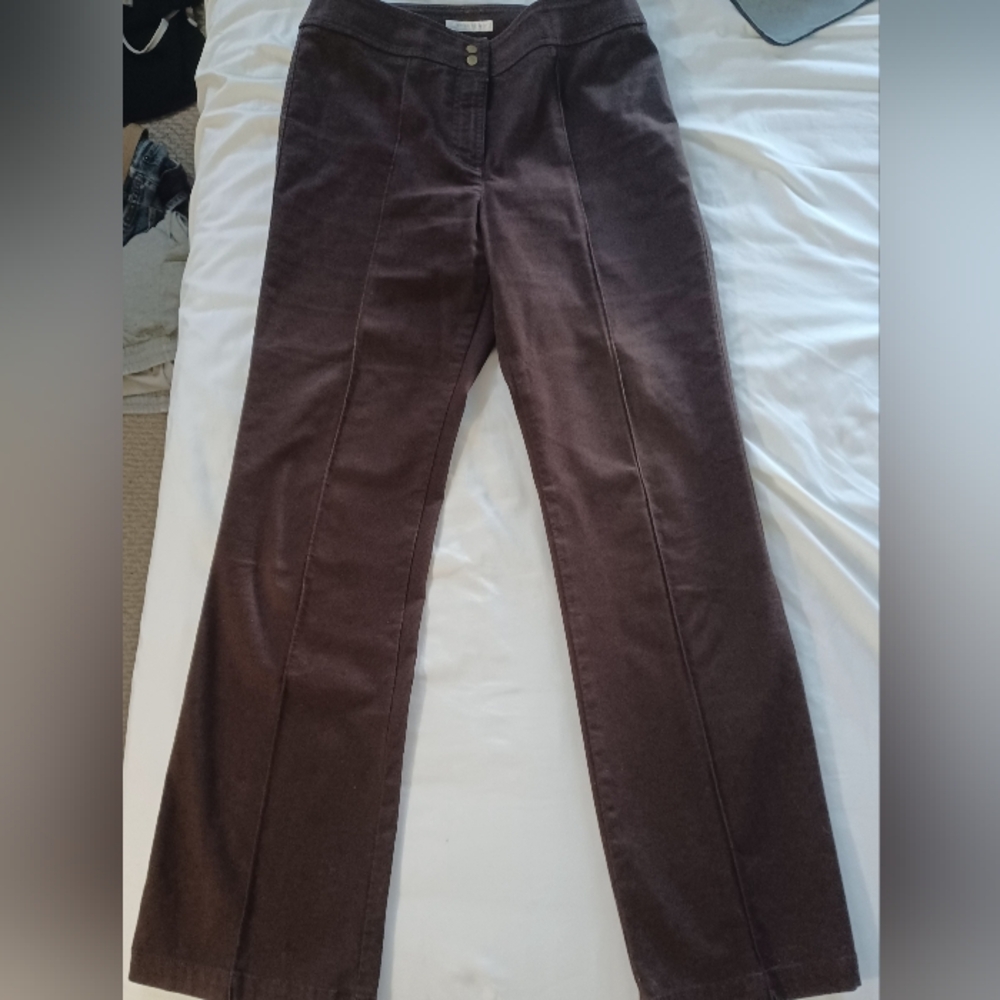 Jones New York micro corduroy stretch brown trousers straight leg pants size 6